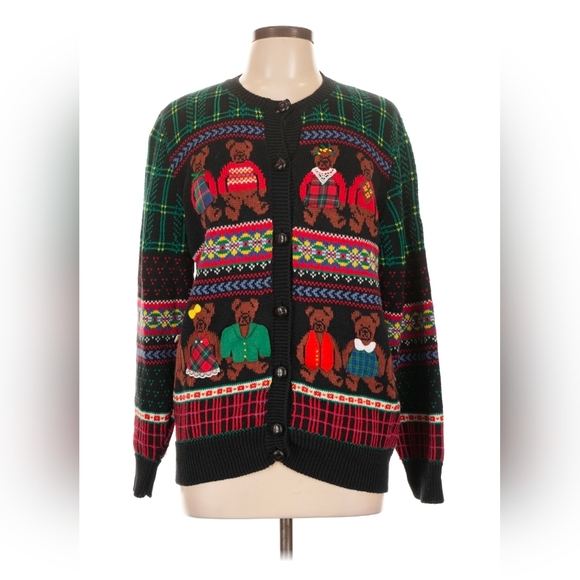 Susan Bristol Sweaters - Vintage 90s Susan Bristol Sweater Women L Teddy Bears Hand Embroidery Fair Isle